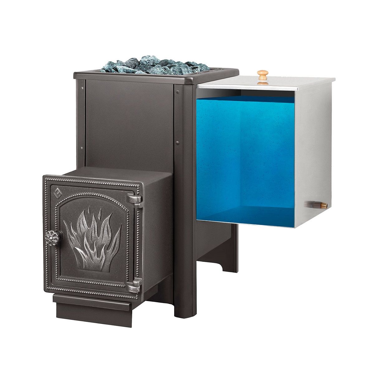 Бак нерж 61 л навесной Везувий AISI 439 для печи Русичъ 22 АКВА