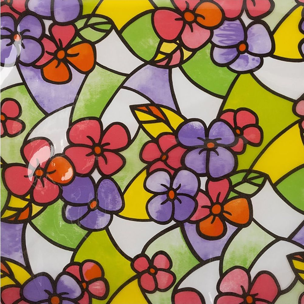 Пленка самоклеящаяся витражная 0,45х2 м цветы разноцветная