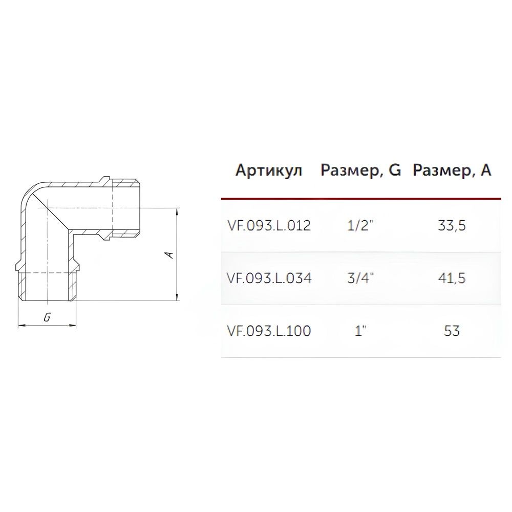 Угольник латунь 3/4" НР/НР