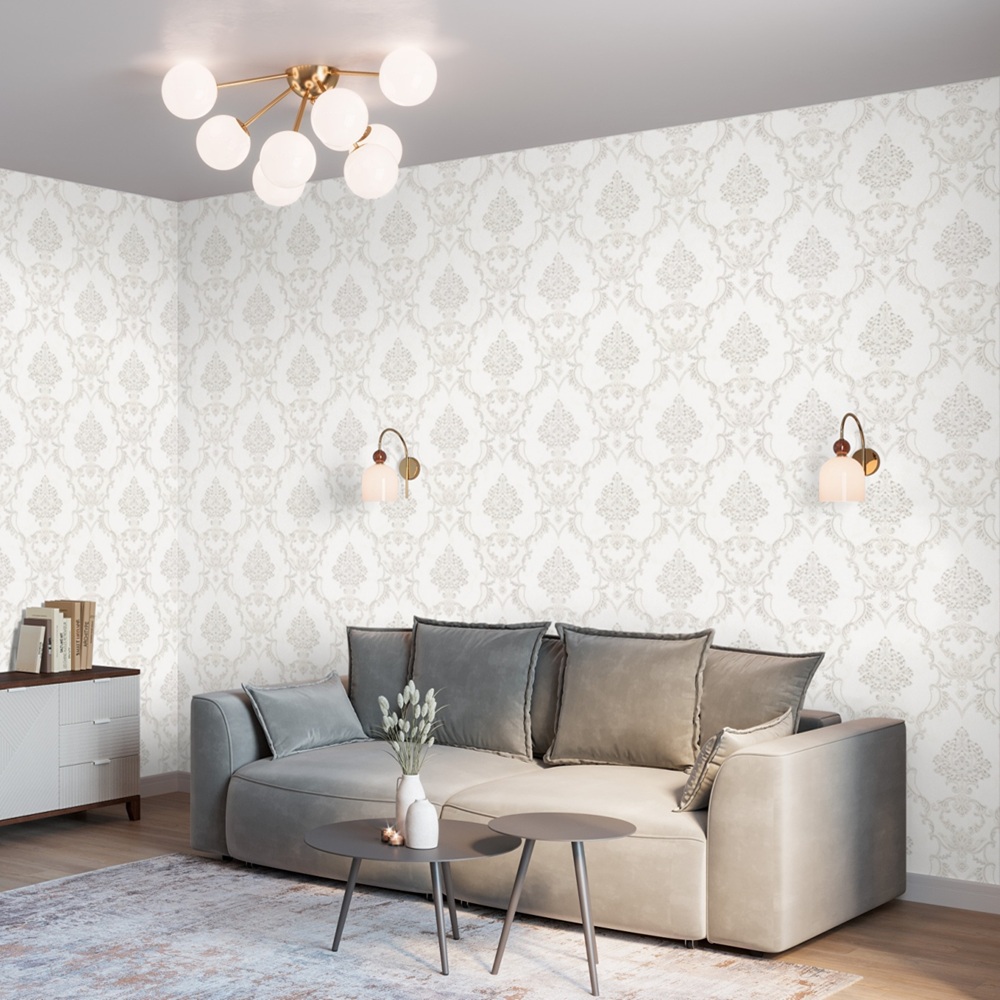 Обои Palitra Life Italian Dream PL72223-11 белые вензель 1,06х10,05 м