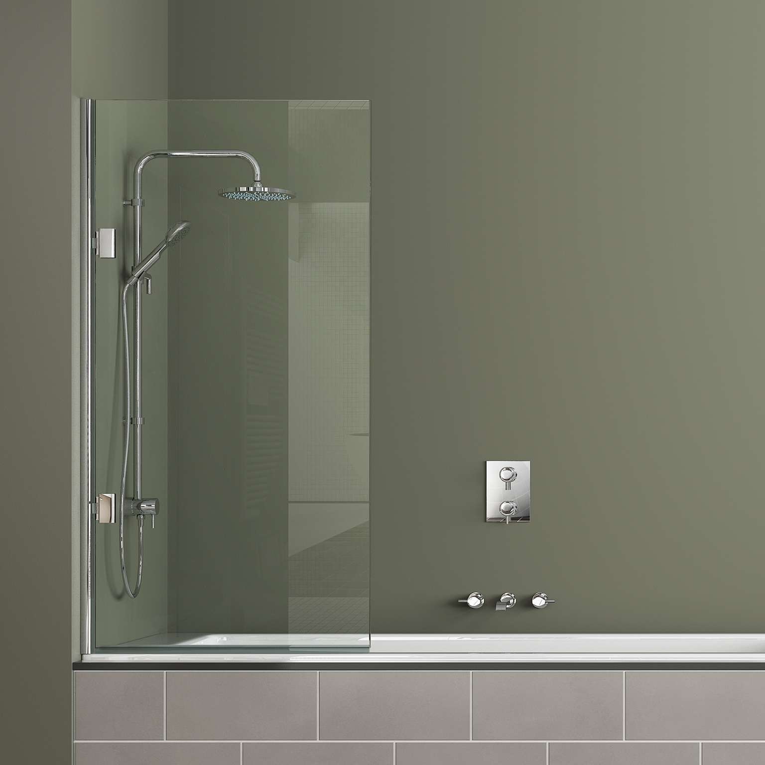 Штора на ванну Azario Merrit AZ-NF6211-1 800х1400 мм стекло прозрачное 6 мм, профиль серебро