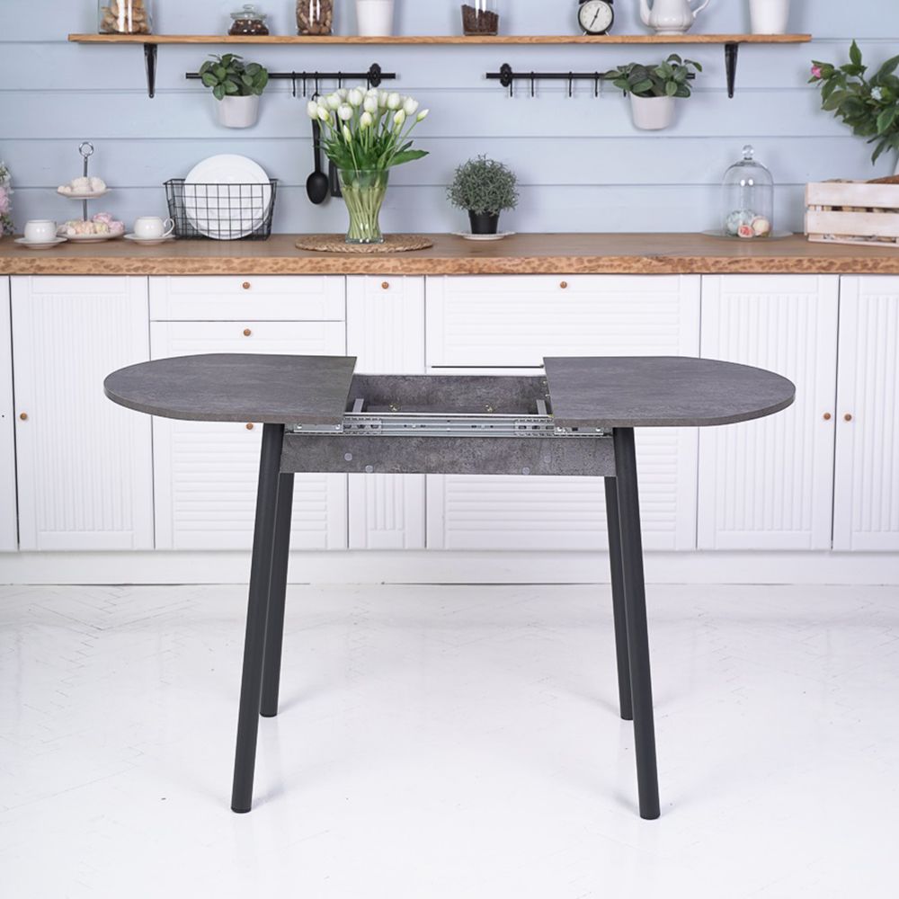 Стол раздвижной Кэлли 940/1260х640х740 мм Камень темный, черный, ЛДСП