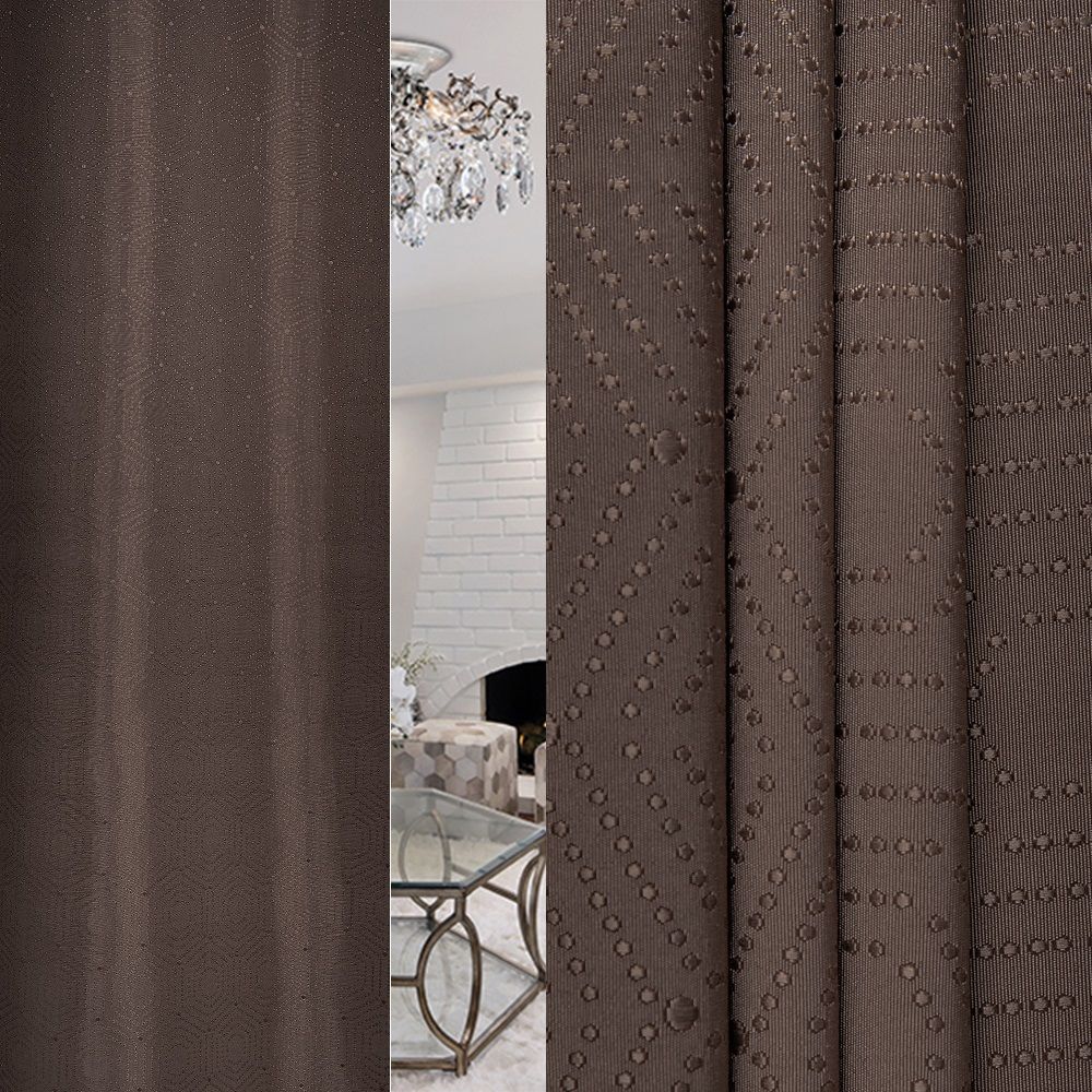 Ткань для штор Портьера жаккард LD H9895-020/150 PJac NC коричневый