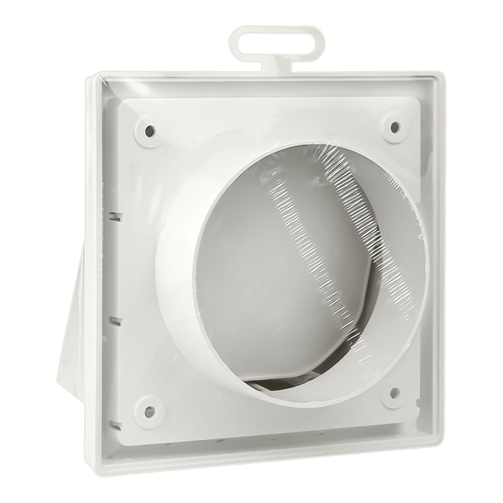 Выход стенной  вытяжной с обратным клапаном 150х150 с фланцем D100, ASA, бел
