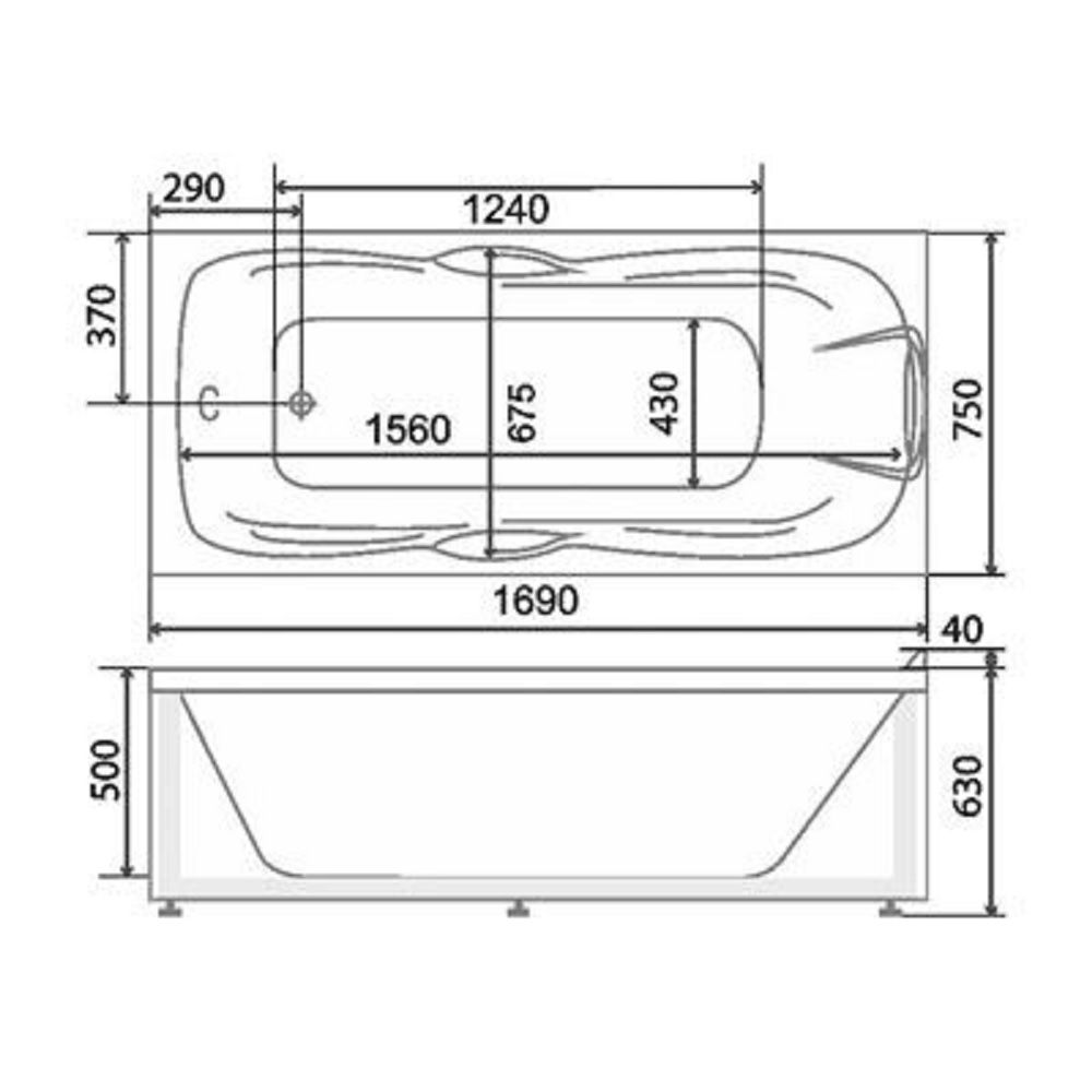 Ванна акриловая BellSan Эрика 170х75 см