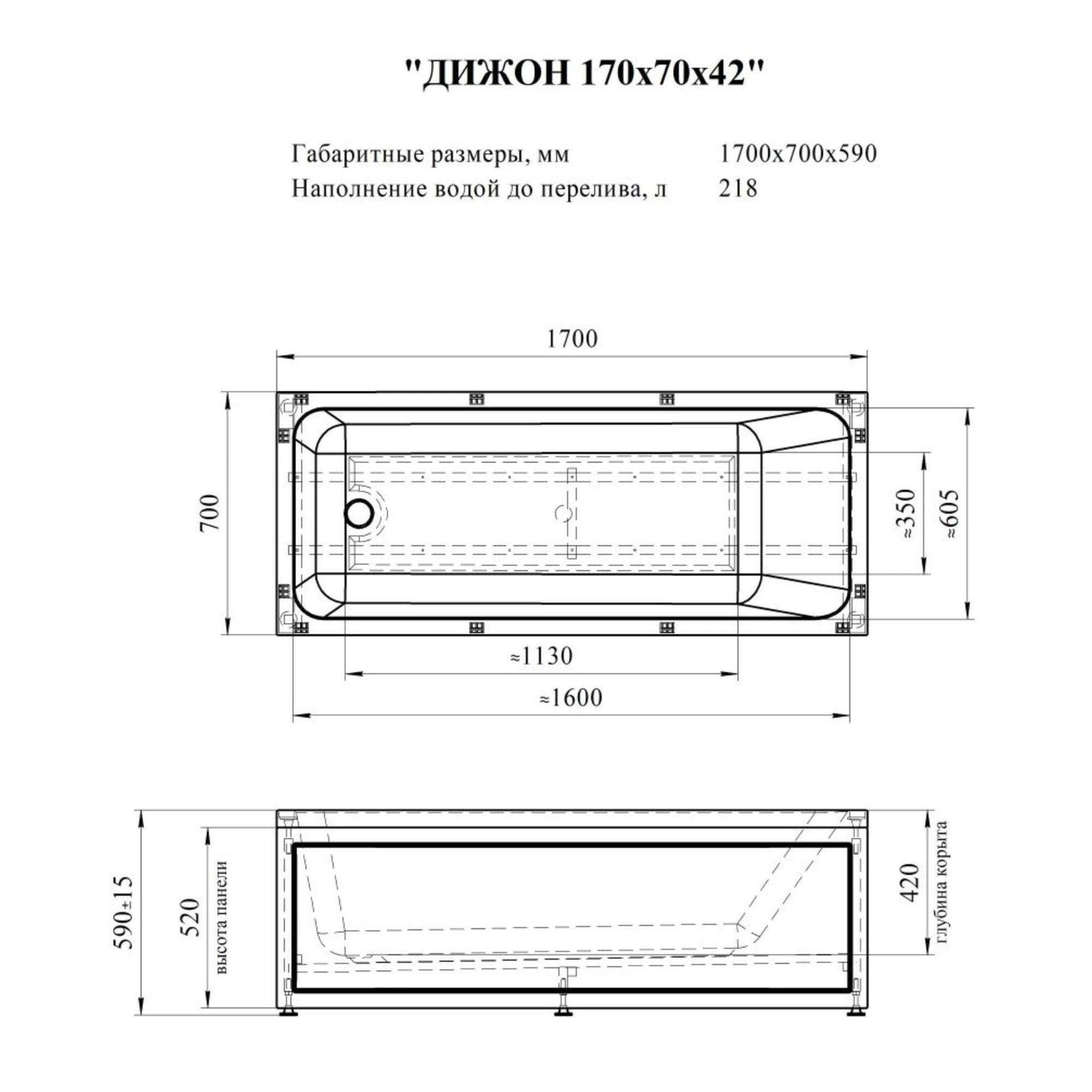 Панель торцевая к ванне Radomir Дижон 170