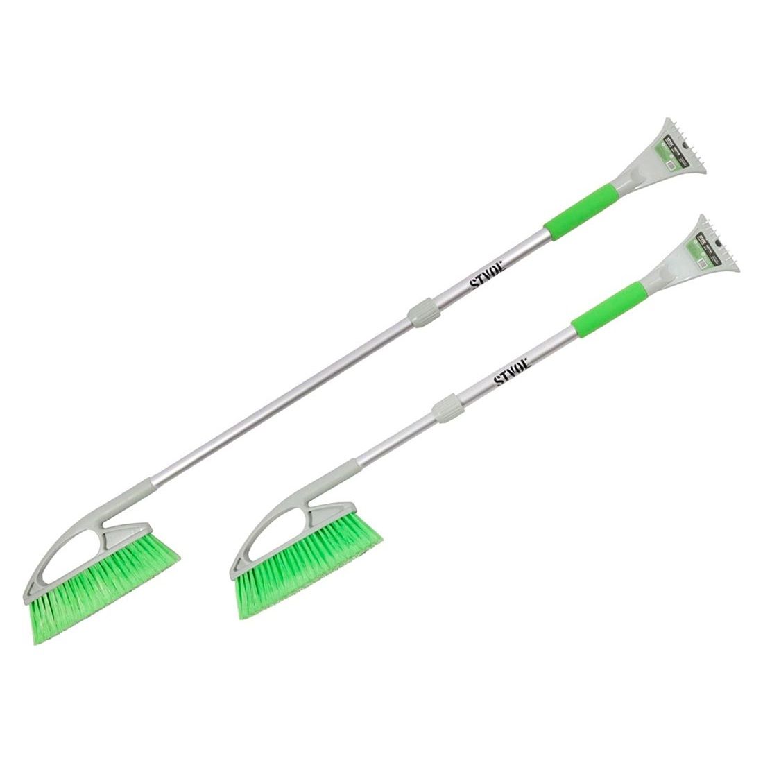 Щетка от снега и льда STVOL телескопическая рукоятка мягкая распушенная щетина 90-120 см+скребок