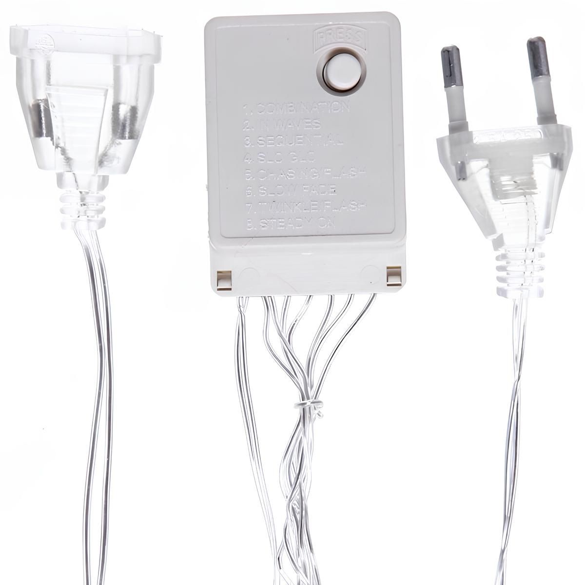 Гирлянда для дома Занавес 1,5х2,5 м 360 ламп LED 8 реж, прозр. пров, IP20, мультицвет, соединение