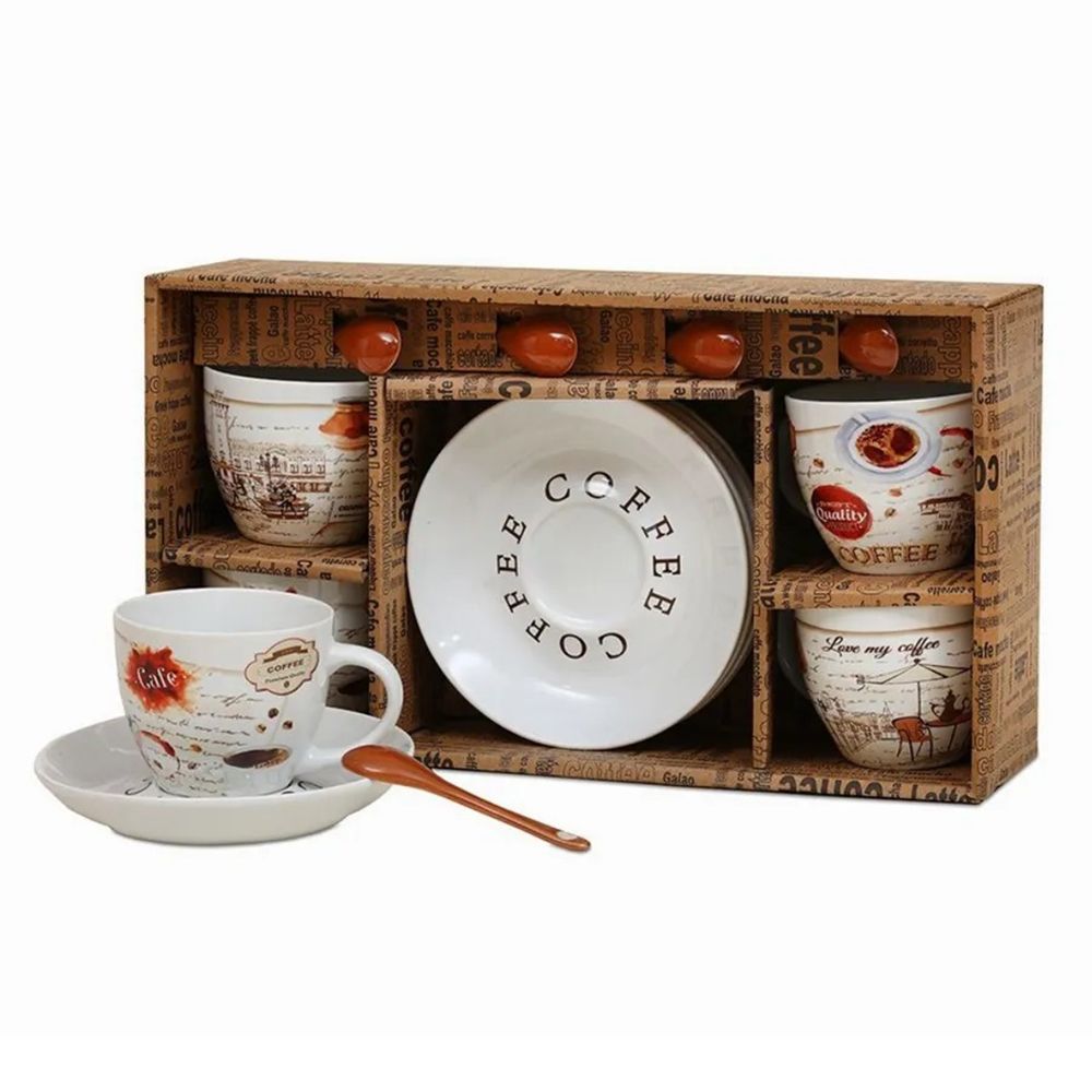Набор чайный Кофейный дворик на 4 персоны 12 предметов с ложками 180 мл