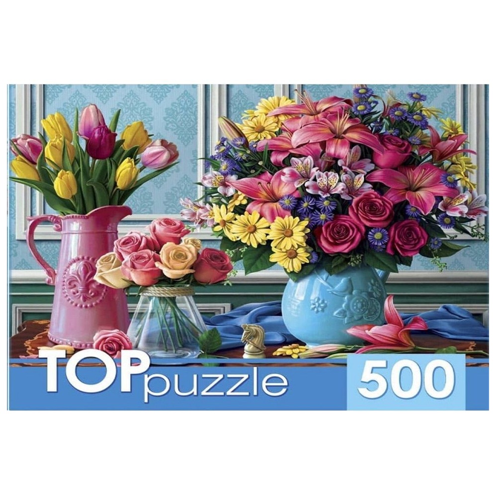 TOPpuzzle. ПАЗЛЫ 500 элементов. ХТП500-4234 ВАЗЫ С ЯРКИМИ ЦВЕТАМИ