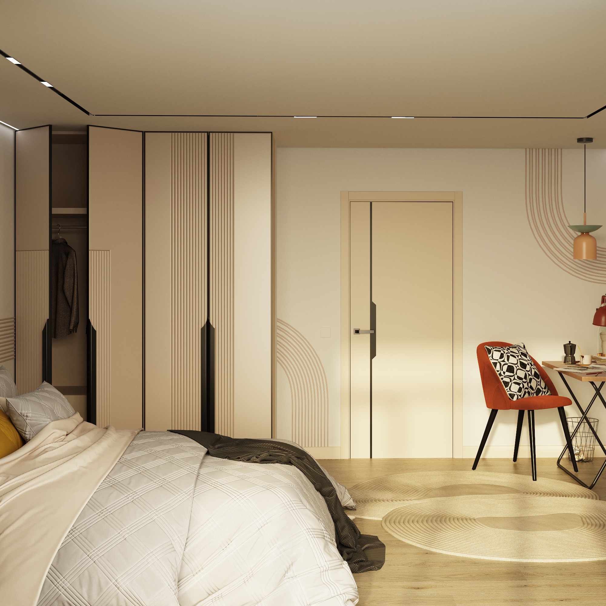 Дверь межкомнатная 900х2000 мм Графика-4 ДГ Vinyl PRO Белая черная кромка