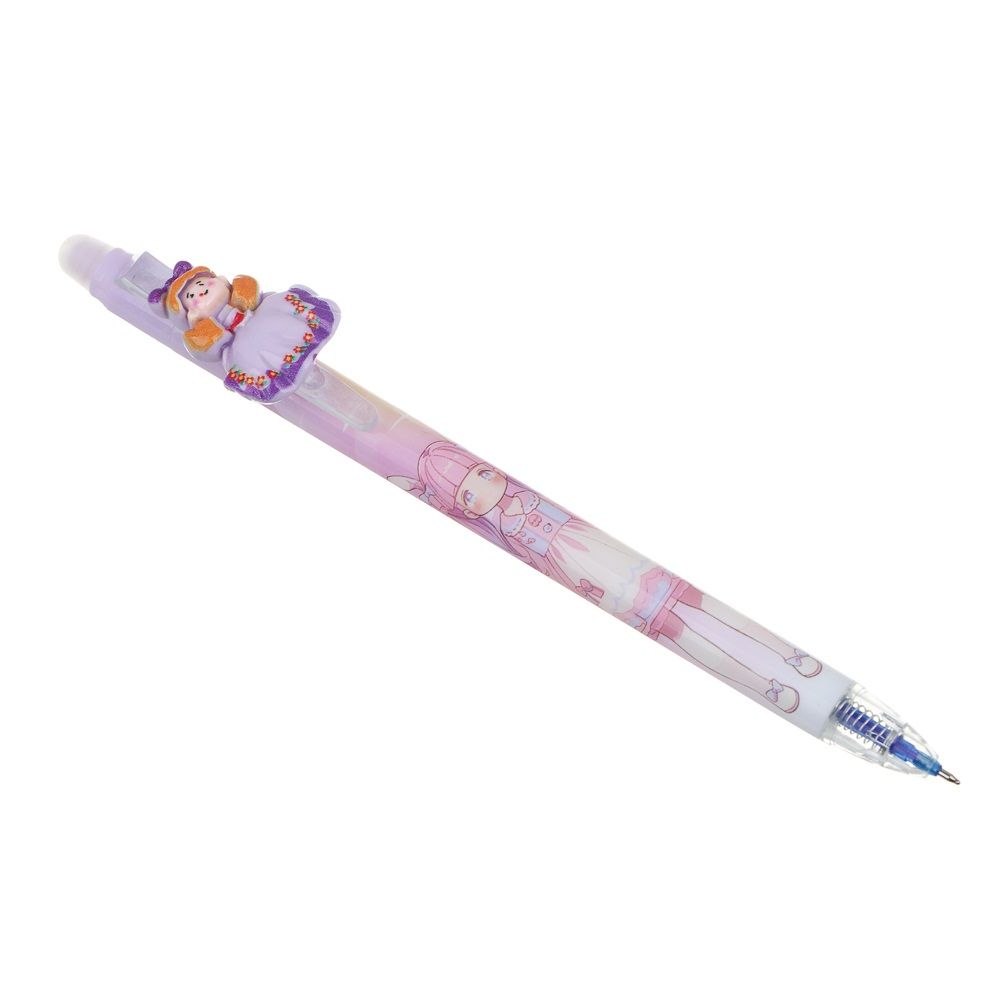 Ручка гелевая автомат синяя Куколки Пиши-стирай линия письма 0,5 мм 591-209