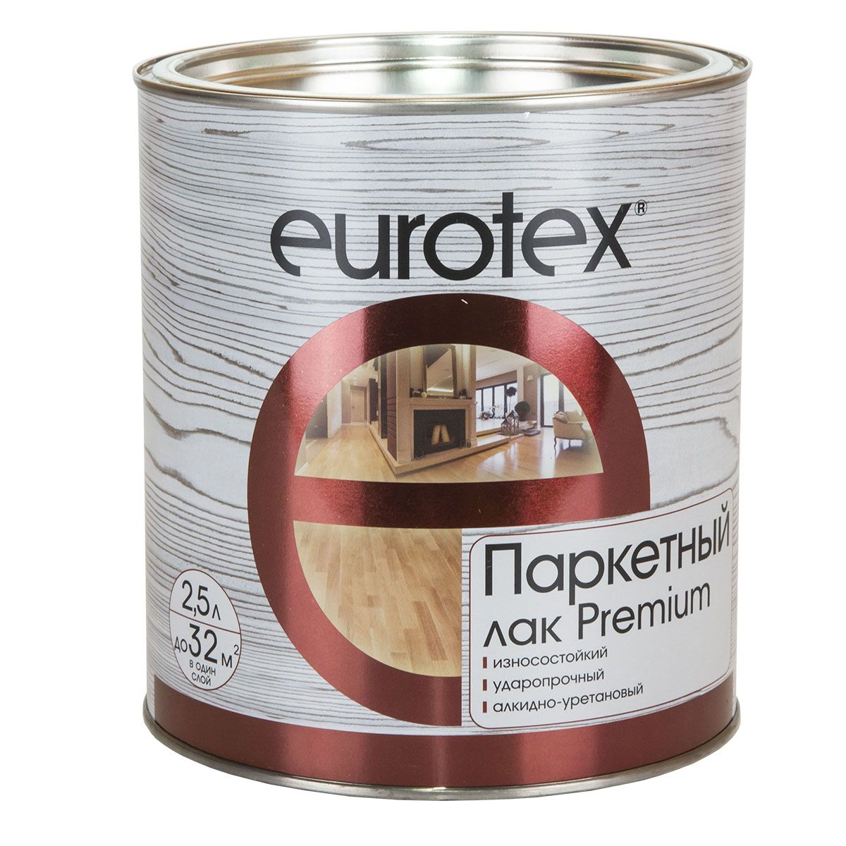 Лак паркетный Eurotex Premium бесцветный полуматовый 2,5 л