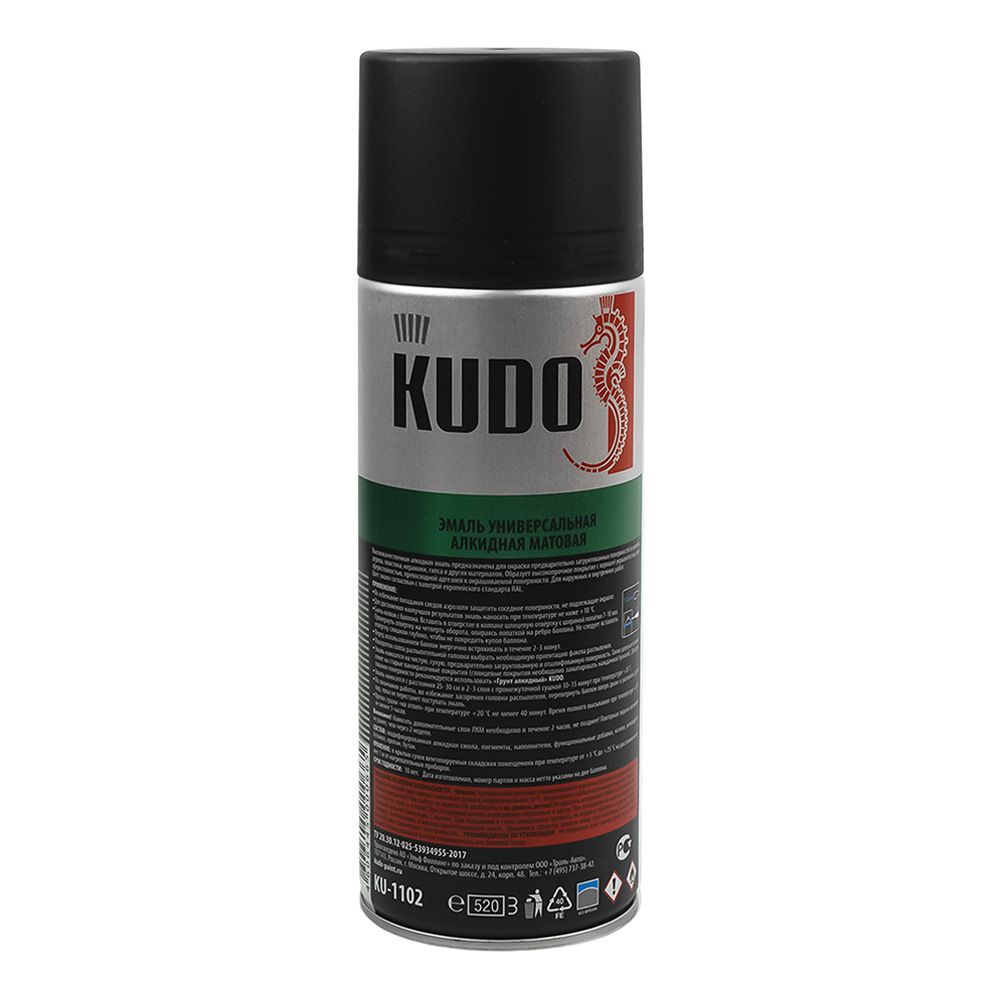 АЭРОЗОЛЬ KUDO эмаль черн. мат. 520мл (12)