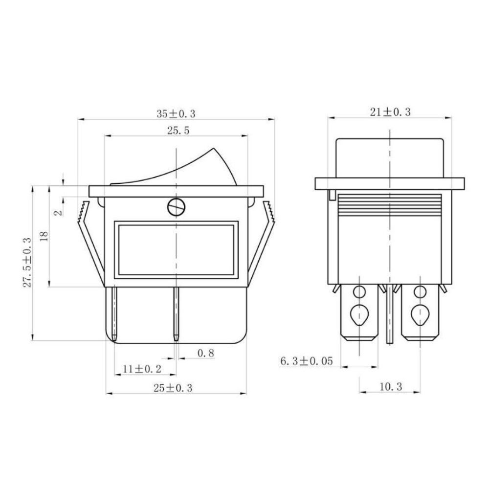 Выключатель клавишный 250V ON-OFF, 16А (2*2с), красный с подсветкой REXANT (10/50/1000)
