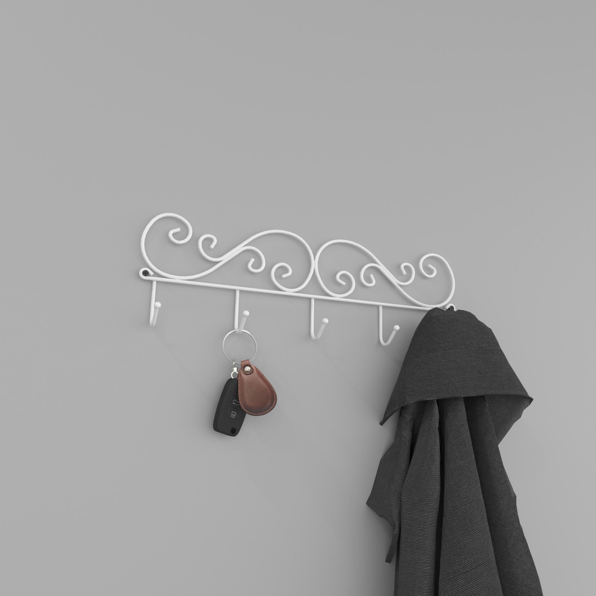 Вешалка настенная 5 крючков ЗМИ Кружева 5 40х13х4,5 см металл белый