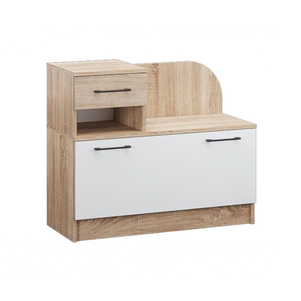 Обувница Денвер 750х900х380 мм 2-я Дуб сонома/Белый