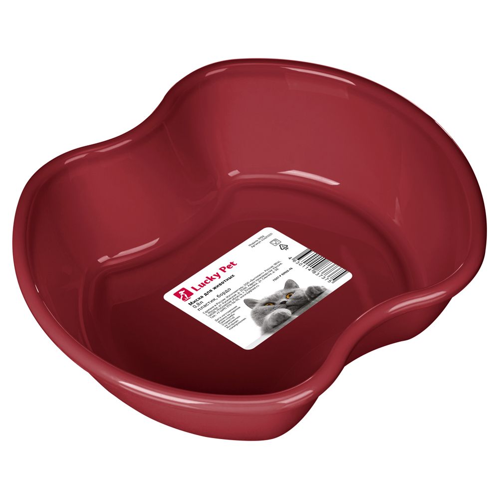 Миска для животных Lucky Pet пластиковая 800 мл бордовая 434213221