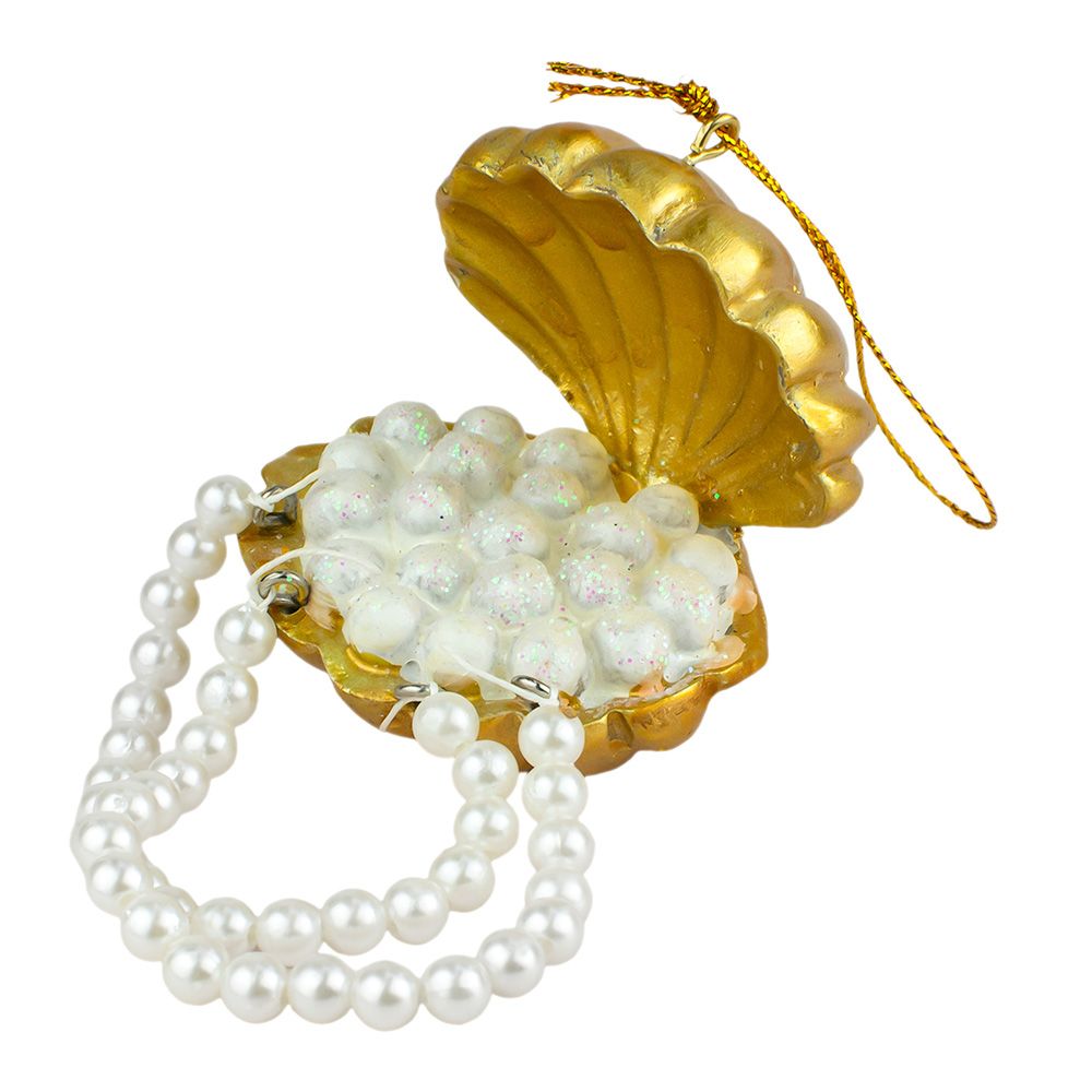 Украшение новогоднее Ракушка с жемчугом 5,5x10x6 см 91532