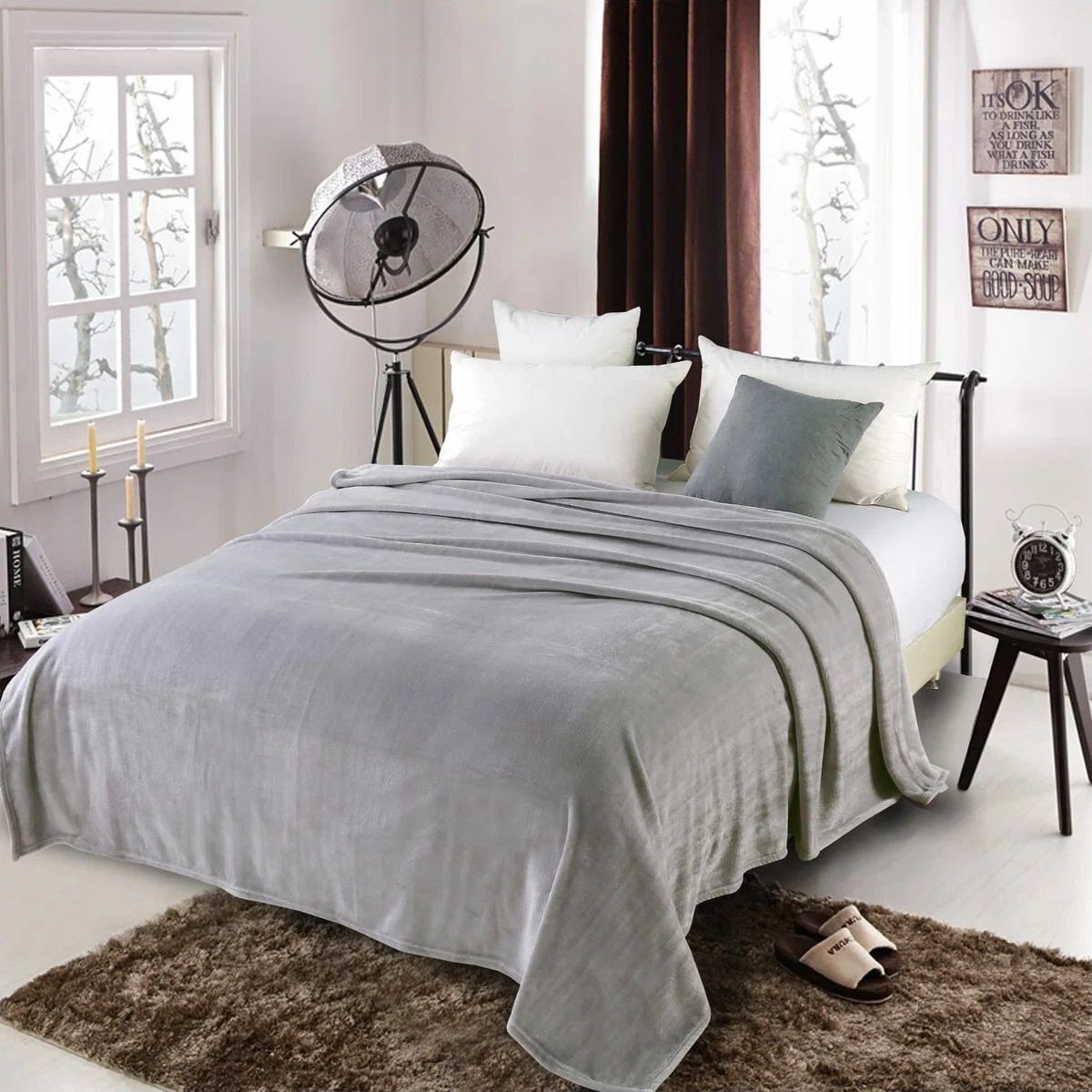 Покрывало-плед велсофт однотонный Enrika 140х200 см