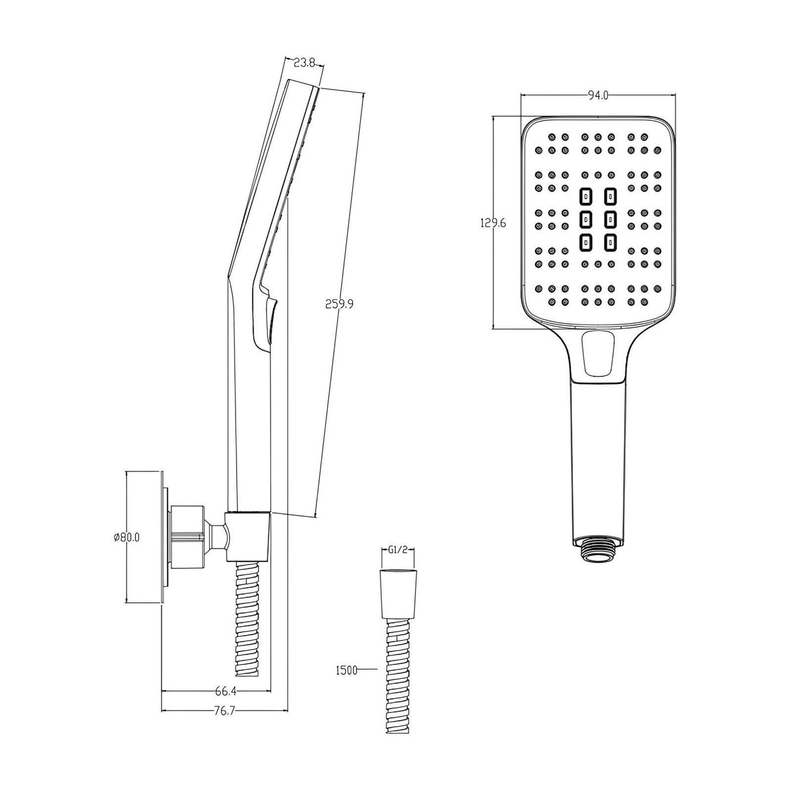 Душевой гарнитур с квадратной лейкой Ferro 64085