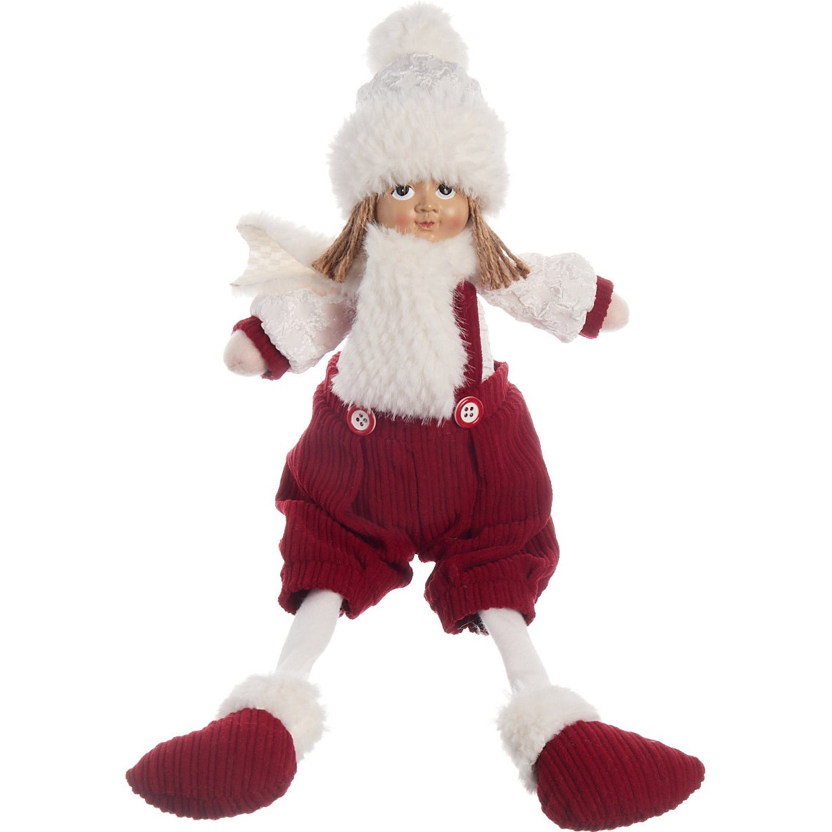 Изделие декоративное Мальчик сидящий 16x10x46 см белый/красный