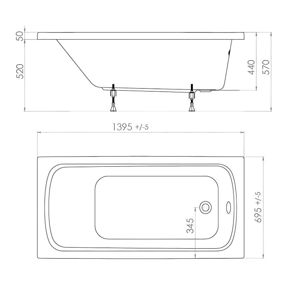 Ванна акриловая Triton Стандарт 140х70 см
