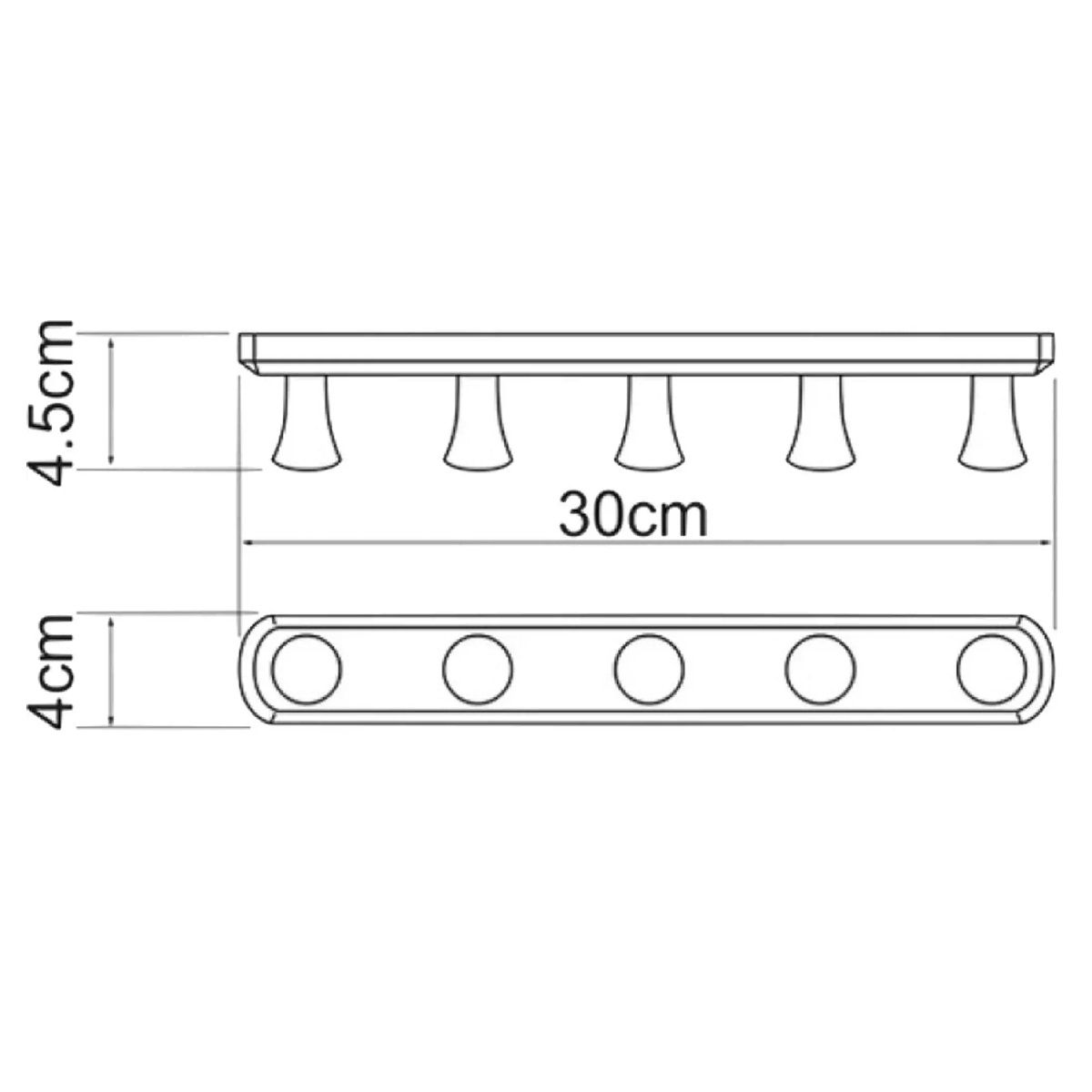 Полотенцедержатель 5 крючков 30 см К-1075