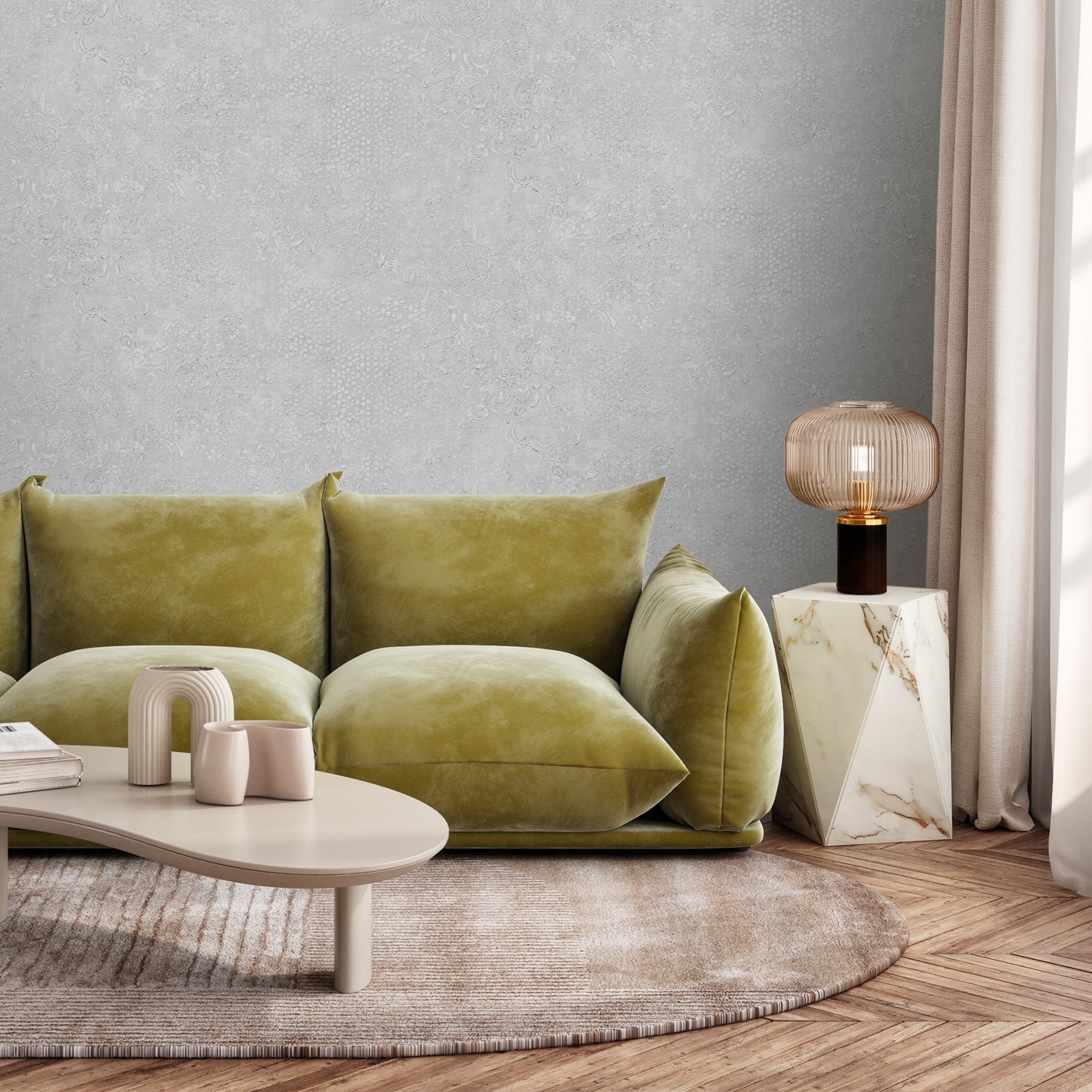 Обои Avisto Suzanna 585087 серые орнамент 1,06х10 м