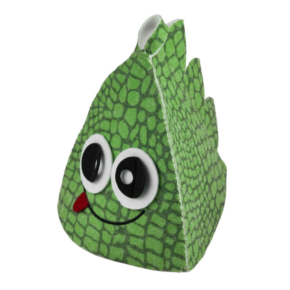 Шапка для бани детская Дракончик с гребнем фетр зеленый