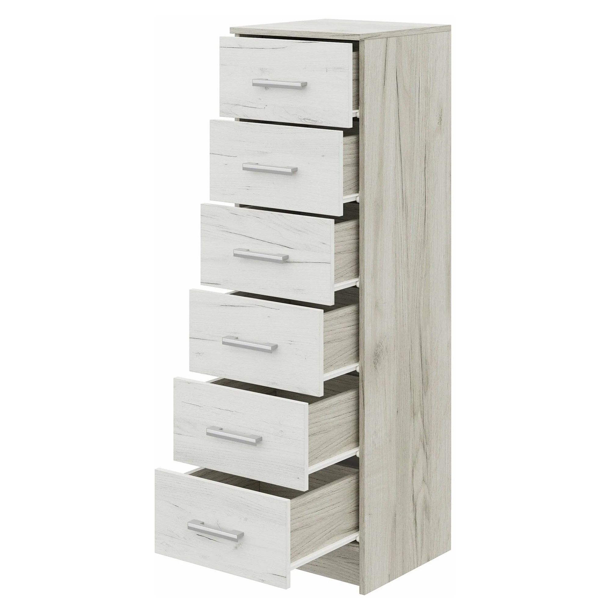 Комод Гармония КМ 602 400х1345х410 мм 6 ящиков Дуб Крафт белый/Дуб Крафт серый