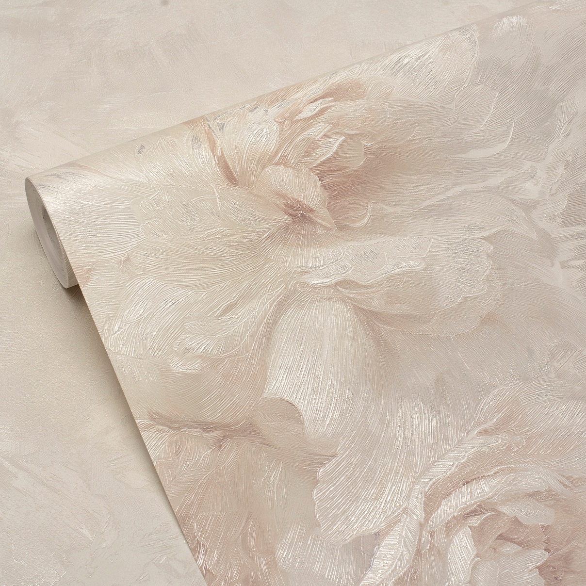 Обои Ateliero Bella 588692 бежевые цветы крупные пионы 1,06х10,05 м