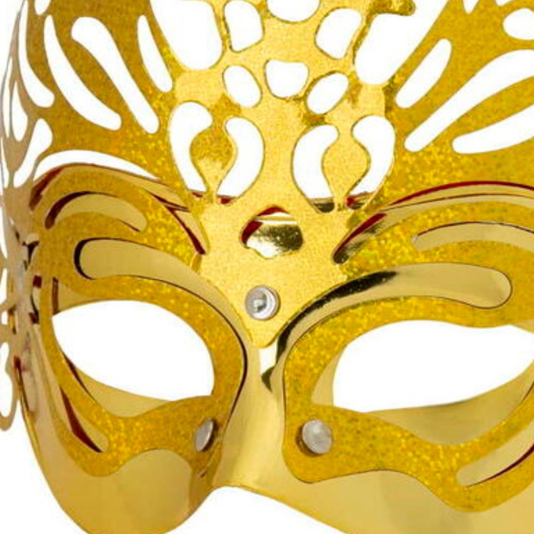 Маска маскарадная Золотая ажурная из полипропилена, с лентой для крепления на голове 19,5x14x10см