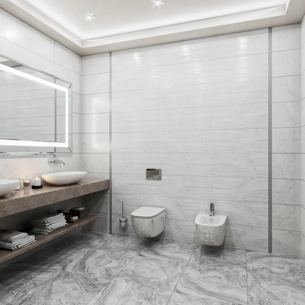 Плитка настенная Gracia Ceramica Ginevra grey light wall 03 30х90 см серая 1,35 м2