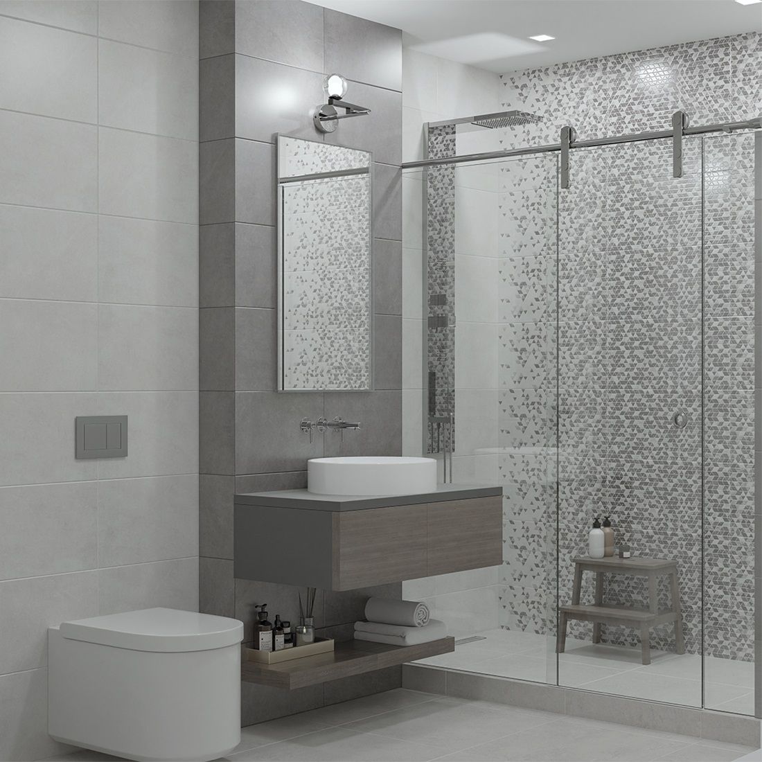 Плитка настенная Azori Artemest Gris 31,5х63 см серая 1,59/1,79 м2