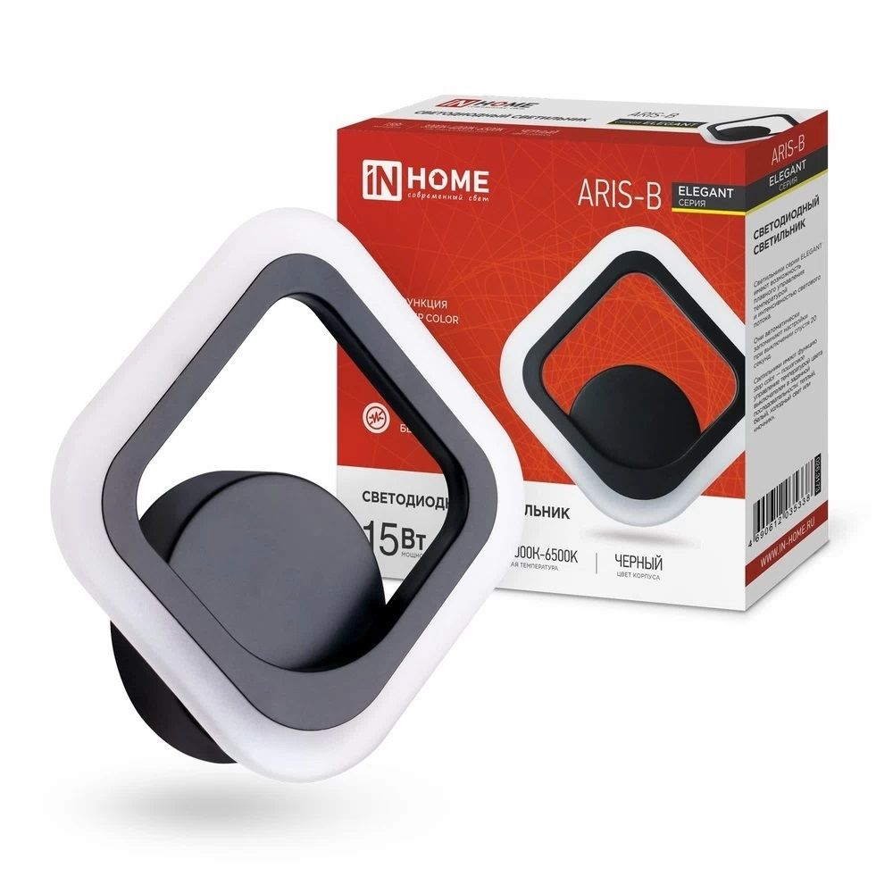 Светильник светодиодный настенный Elegant Aris-15Вт 3000-6500К 230В Step Color черный In Home