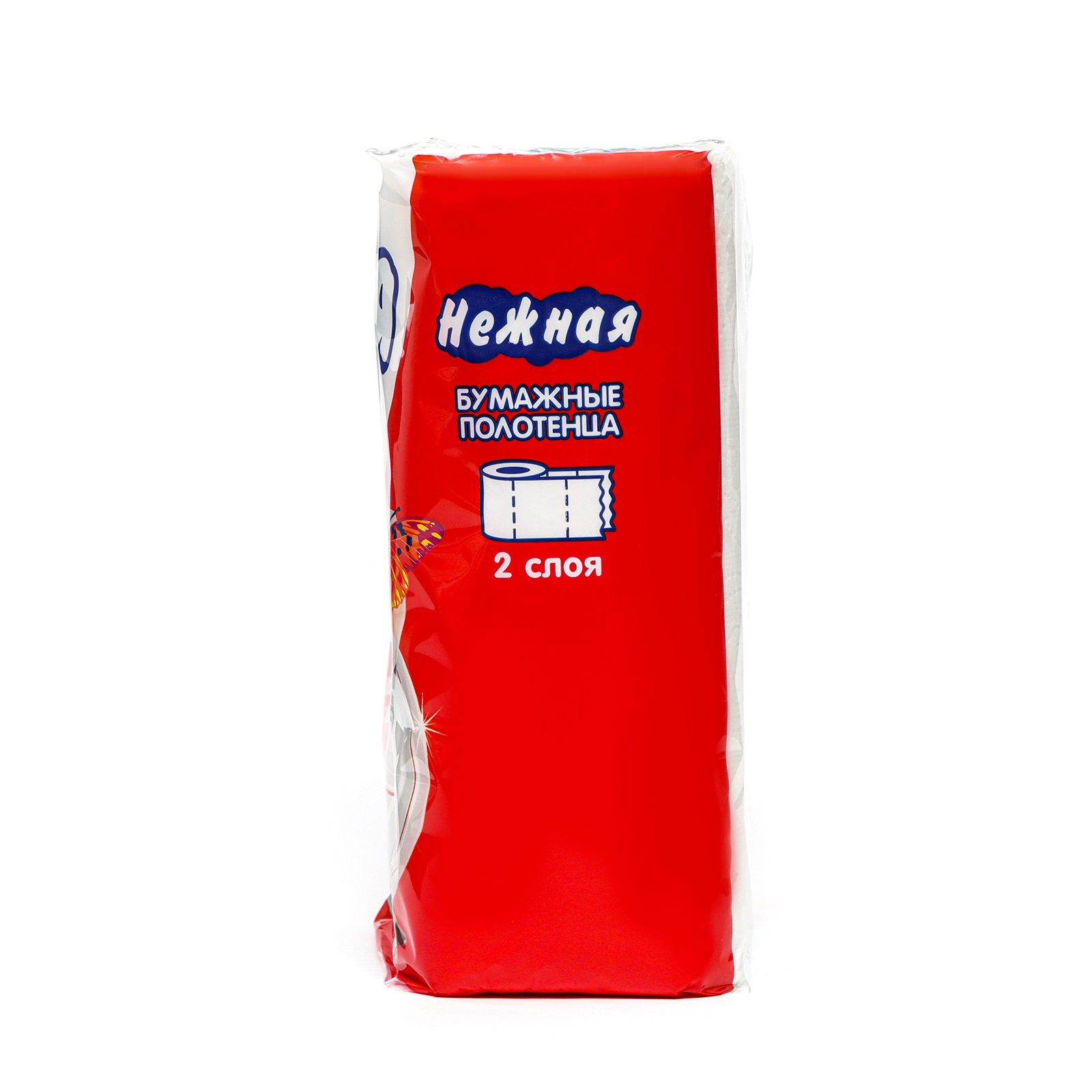 Бумажные полотенца Нежная 2-слойные белые 2 рулона