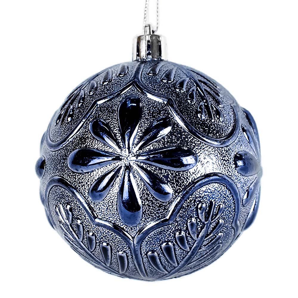 Шары новогодние Фактурный микс 8 см 24шт сапфир