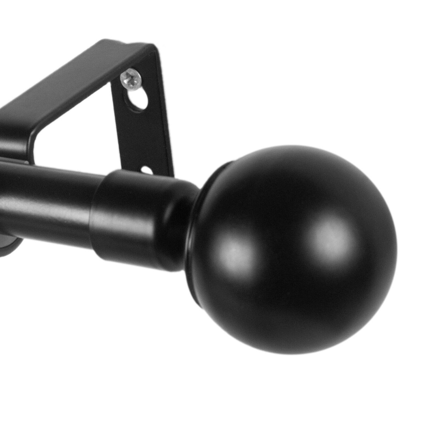 Карниз настенный раздвижной однорядный d16/19 мм 160-300 см Сфера черный матовый