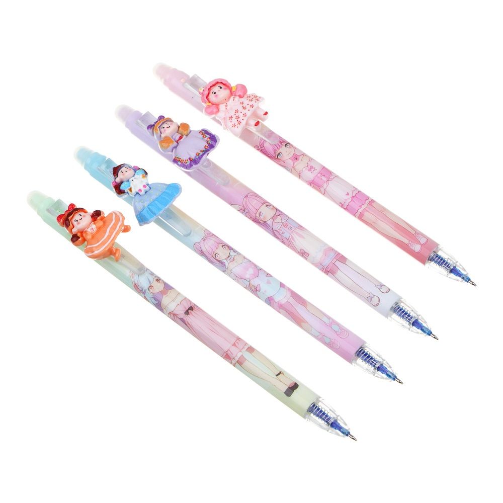 Ручка гелевая автомат синяя Куколки Пиши-стирай линия письма 0,5 мм 591-209