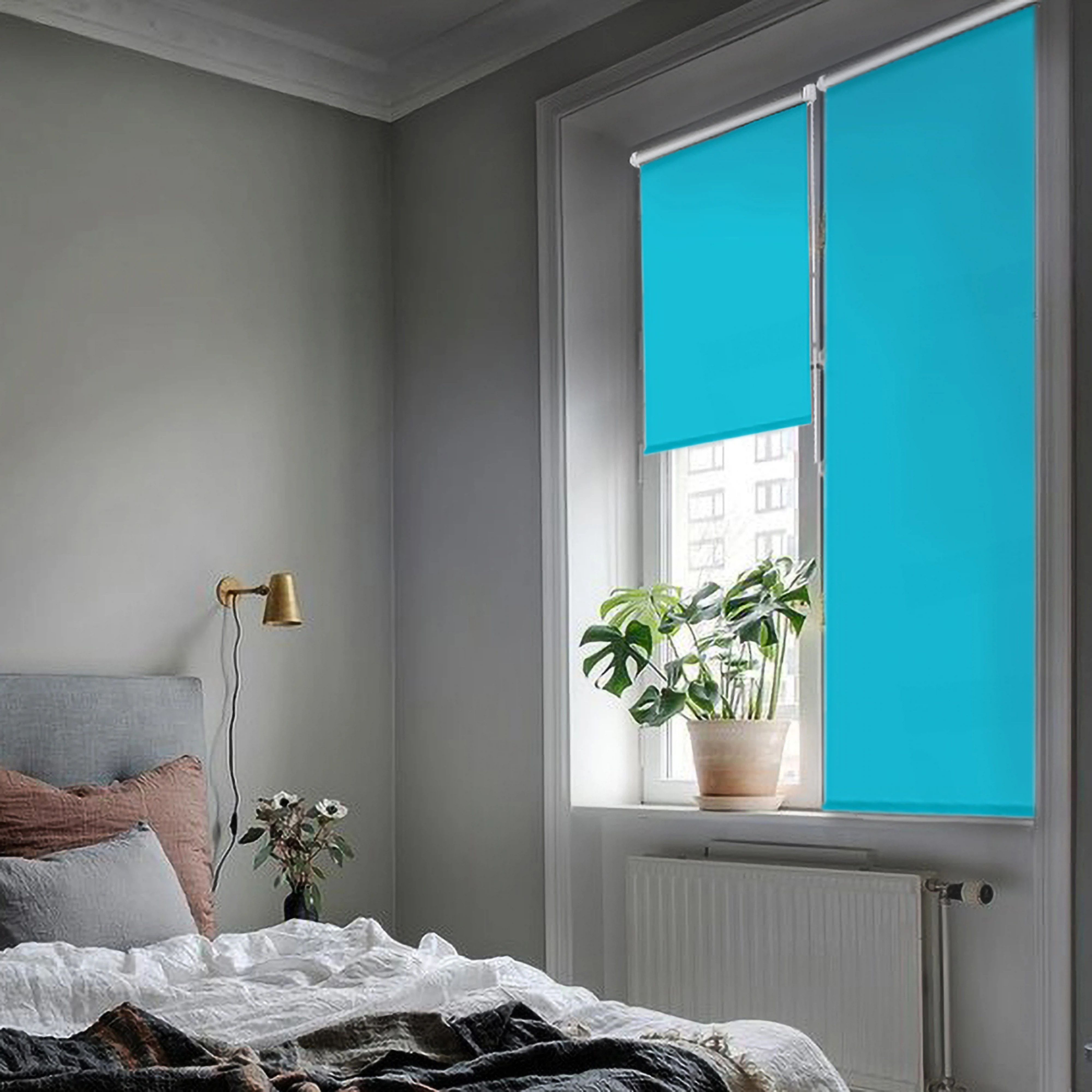 Штора рулонная блэкаут SilverBack 130х160 см голубая