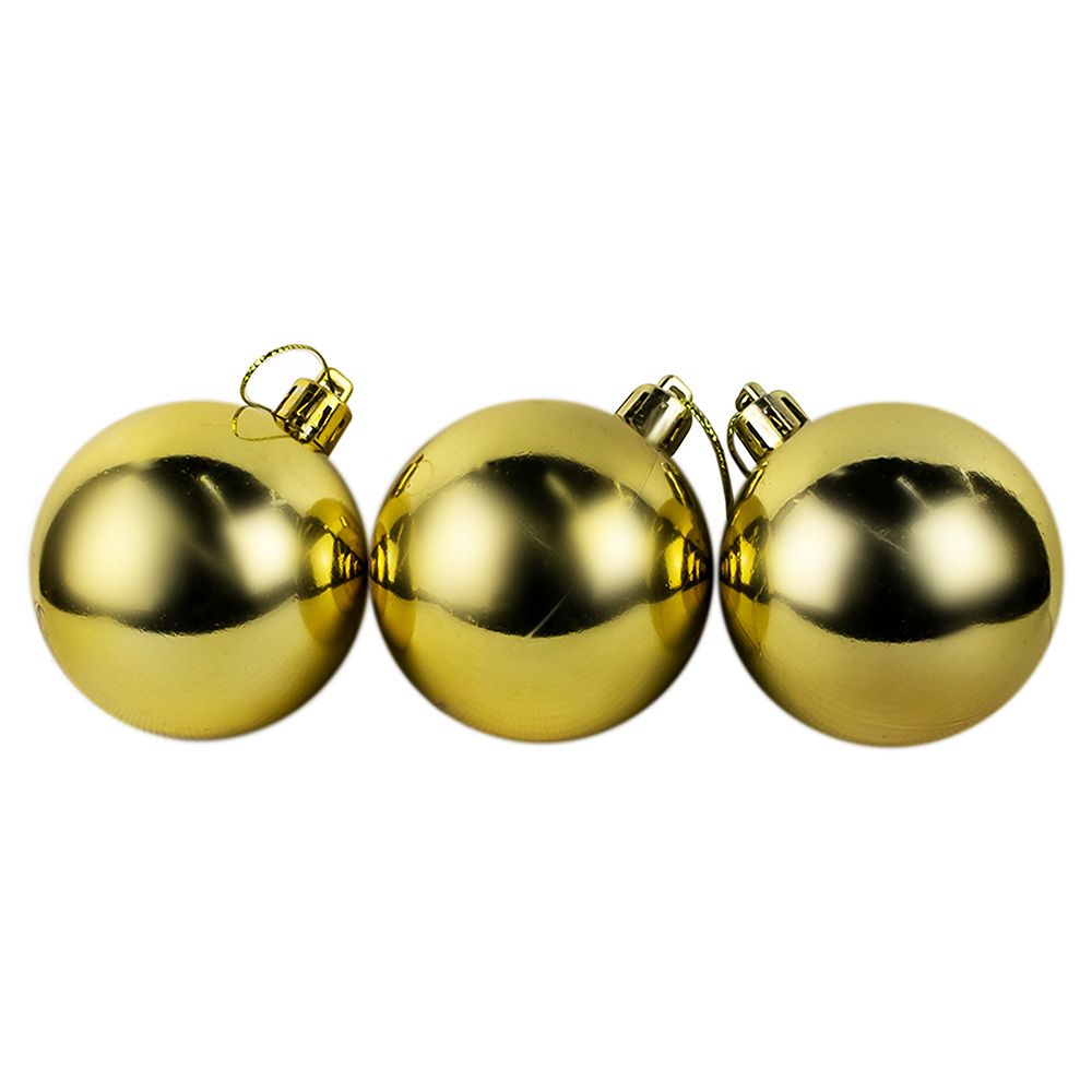 Шары новогодние Глянец 6 см золотые 3 шт