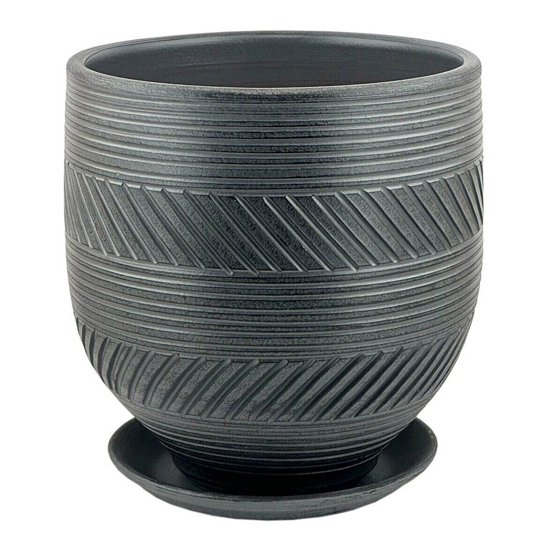 Горшок цветочный Страйп графит овал 23 см 5,5 л
