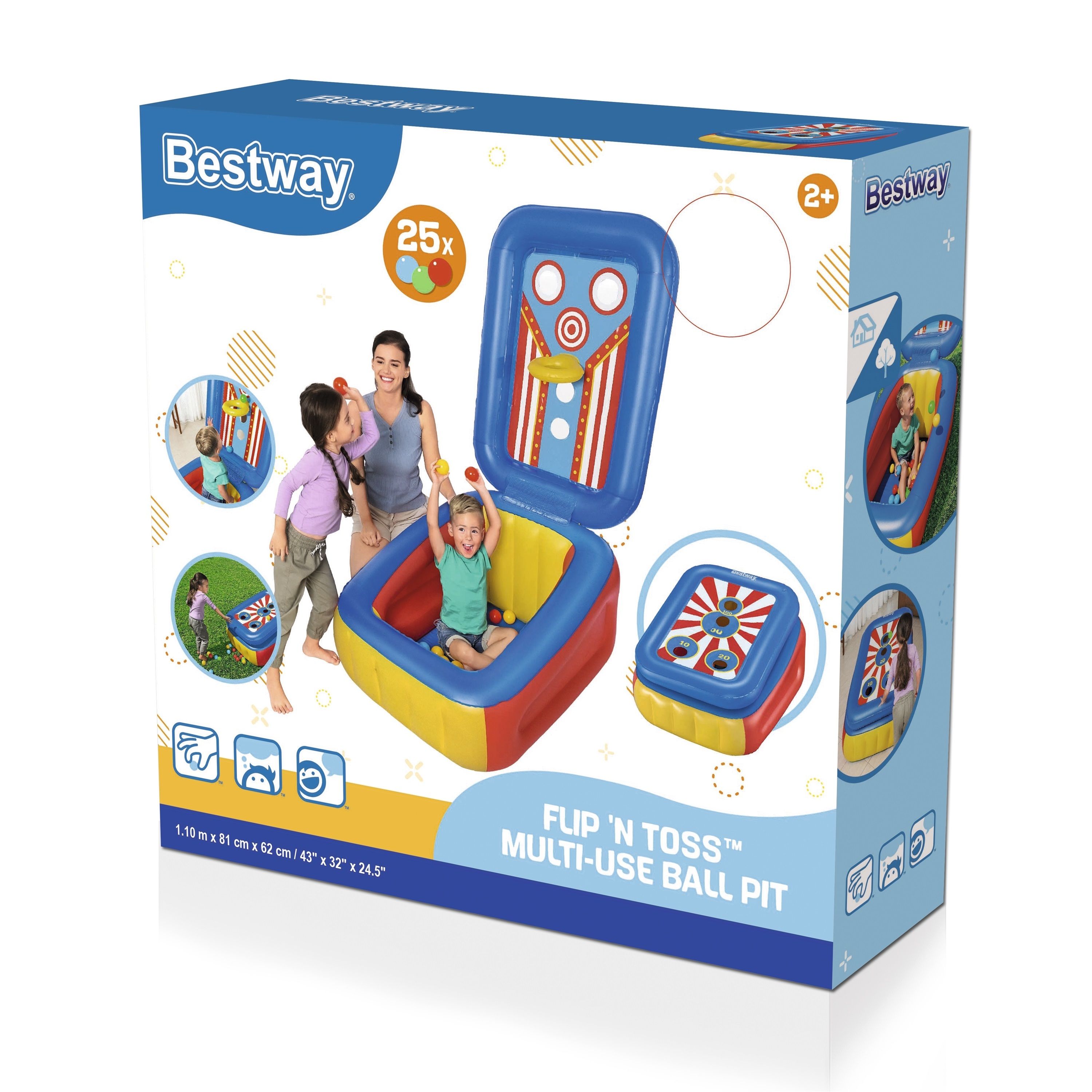 Манеж детский надувной с мячами 110x81x62 см Bestway Flip'n Toss Multi-Use 52635