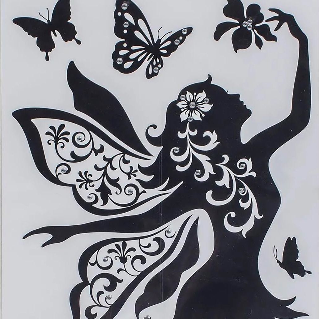 Наклейка 5624 RDA Фея ч/б со стразами