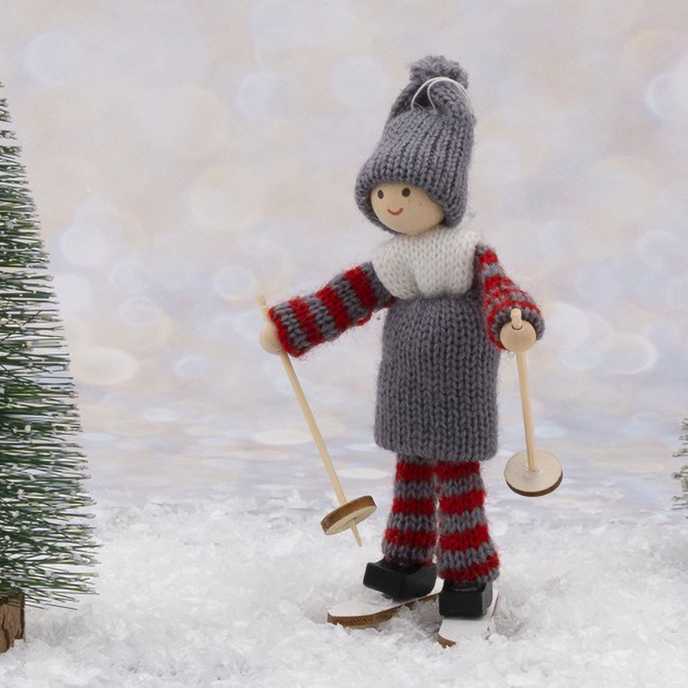 Игрушка елочная Моя Елочка Tiny deco Девочка на лыжах 12х8х6 см 2024-3096