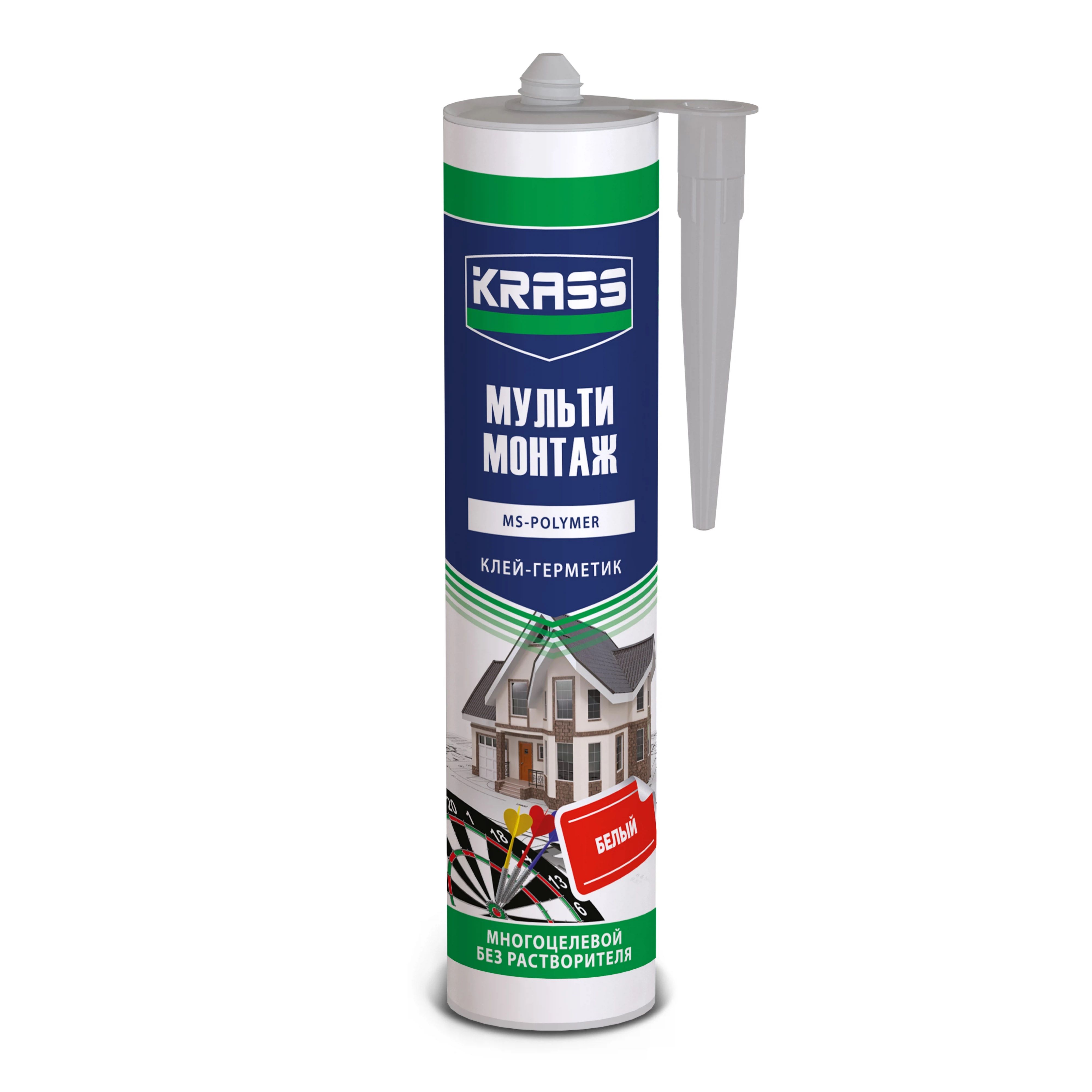Клей-герметик полимерный многоцелевой Krass 280 мл белый