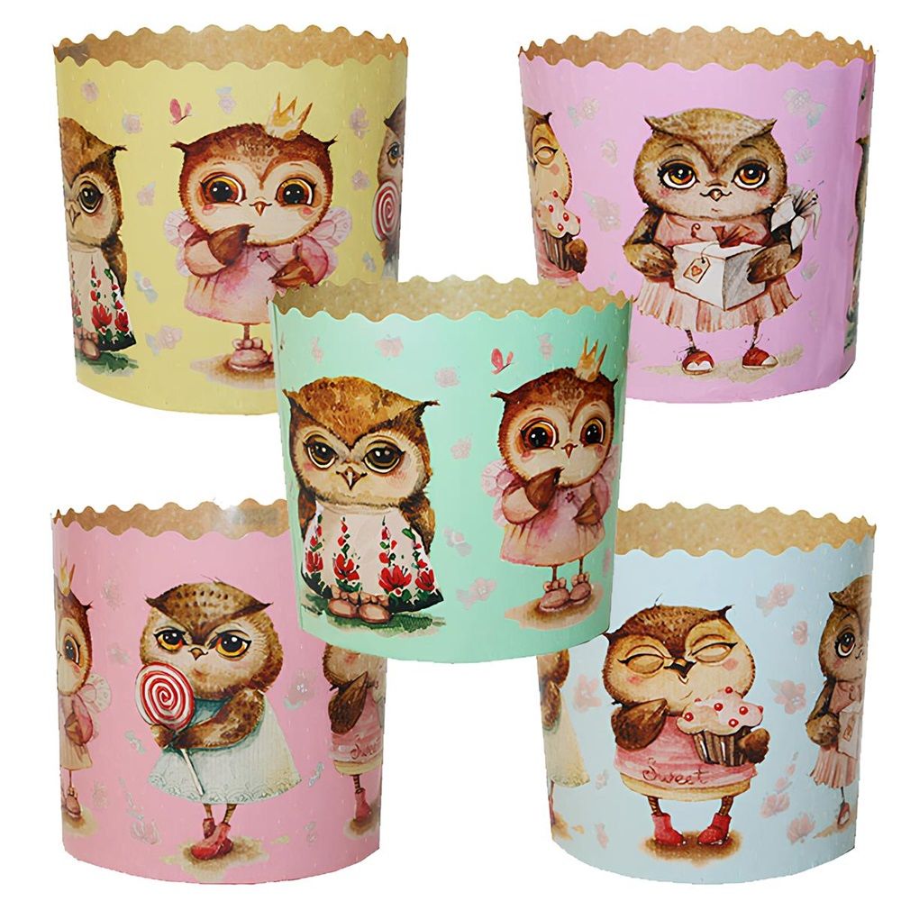 Форма для куличей бумажная d90xh90 мм Совушки