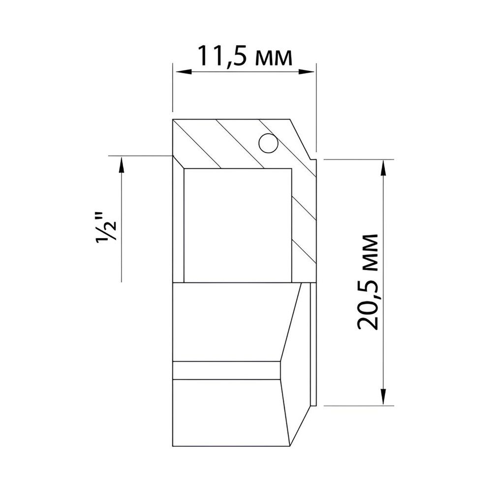 Заглушка латунь никель 1/2'' ВР с контрольным отверстием