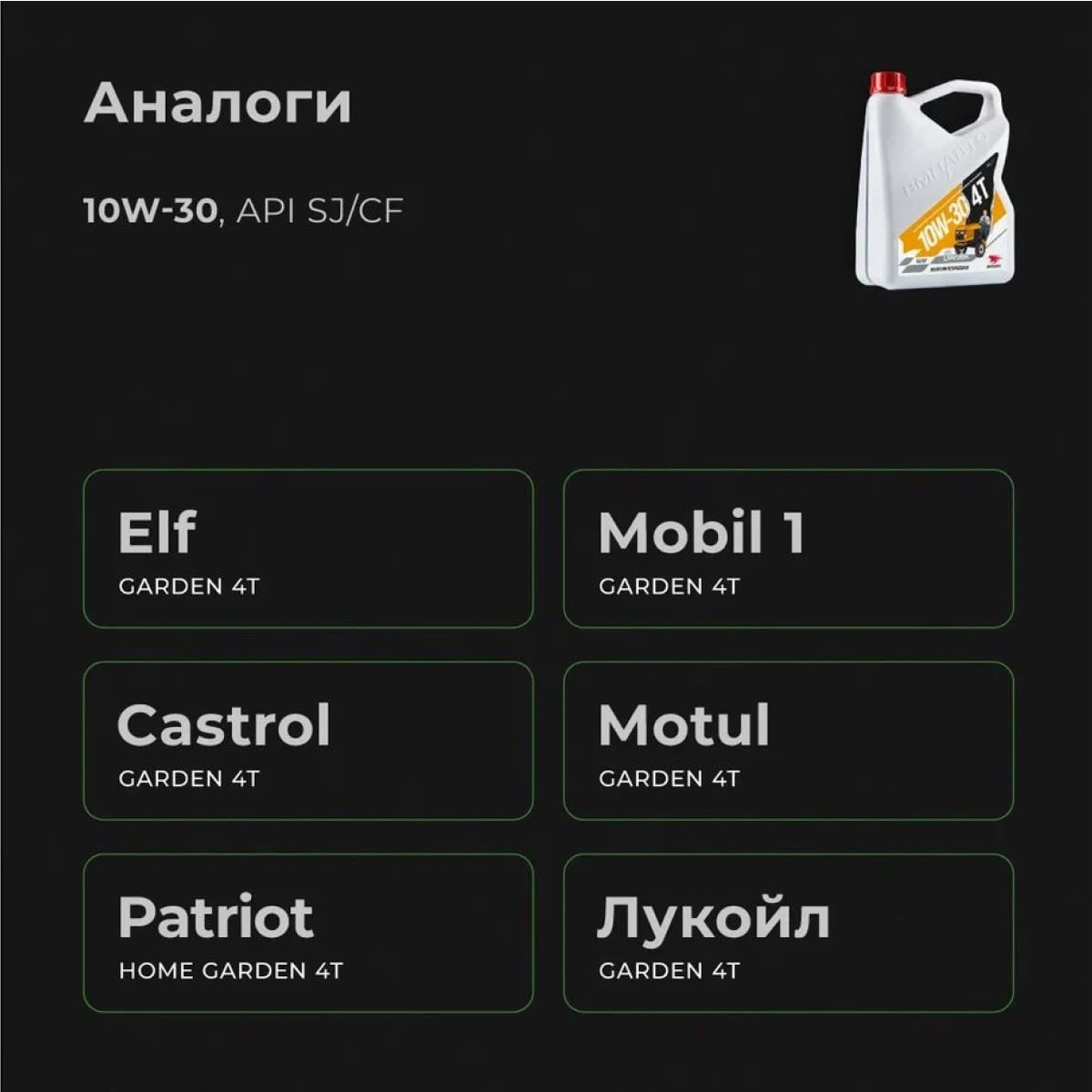Масло моторное 10W-30 полусинтетическое ВМПАвто Garden 4Т 1 л